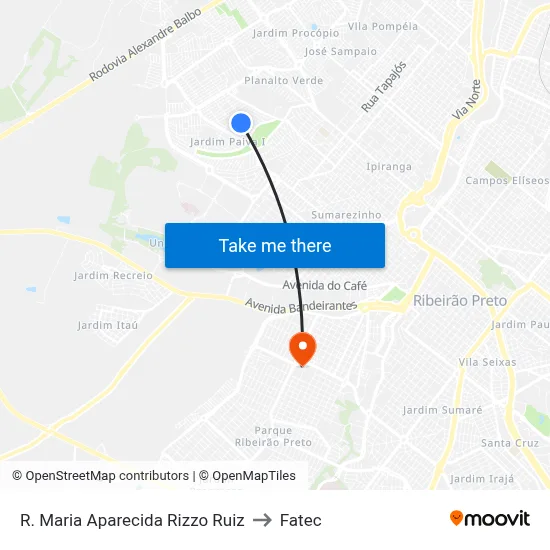 R. Maria Aparecida Rizzo Ruiz to Fatec map