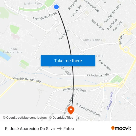 R. José Aparecido Da Silva to Fatec map