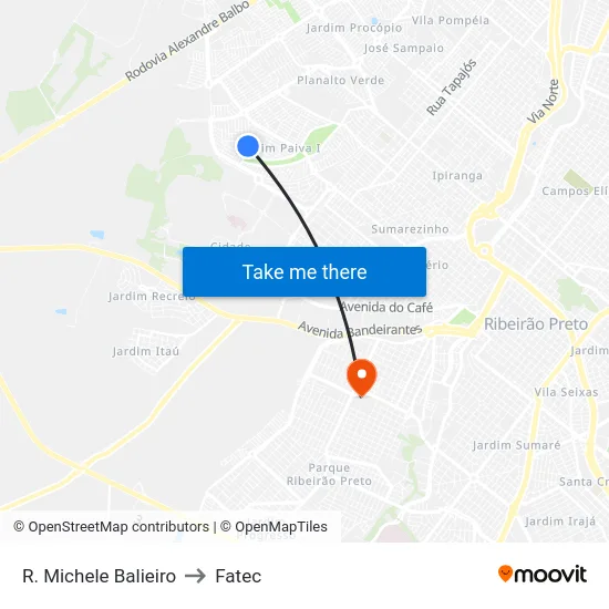 R. Michele Balieiro to Fatec map