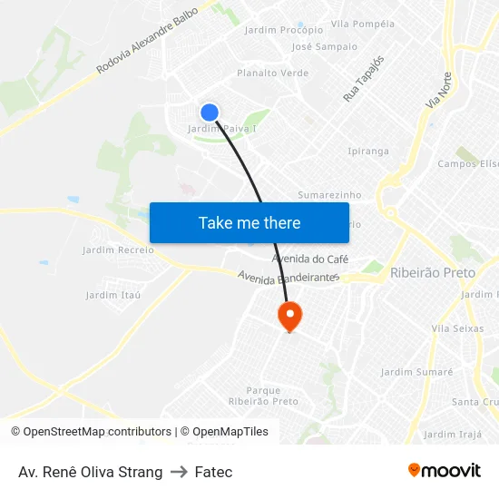 Av. Renê Oliva Strang to Fatec map