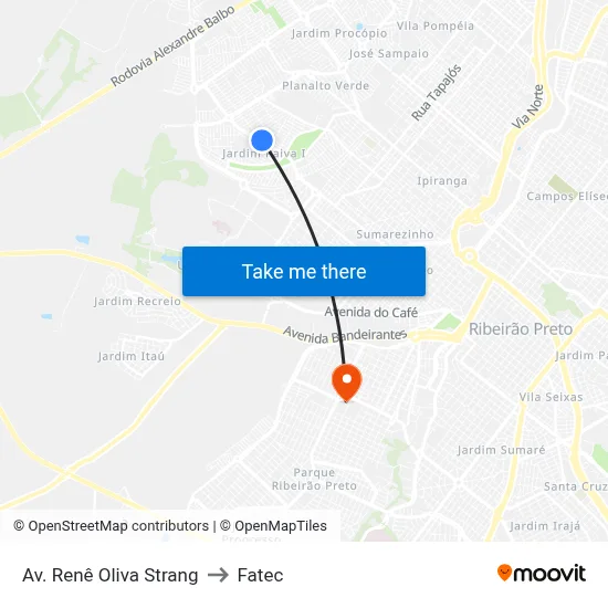 Av. Renê Oliva Strang to Fatec map