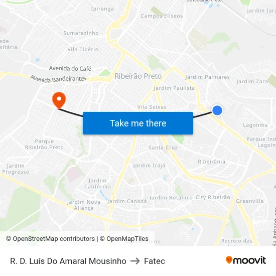 R. D. Luís Do Amaral Mousinho to Fatec map