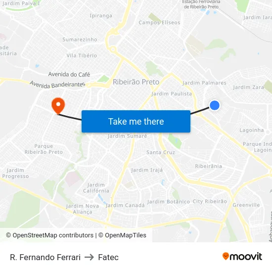 R. Fernando Ferrari to Fatec map