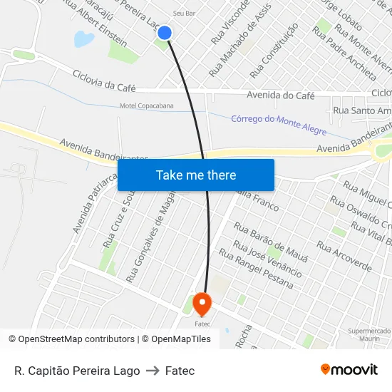 R. Capitão Pereira Lago to Fatec map