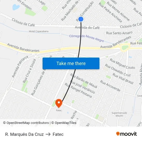 R. Marquês Da Cruz to Fatec map