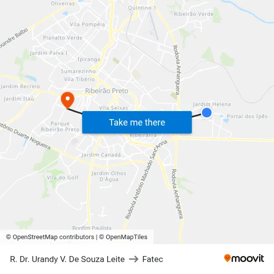 R. Dr. Urandy V. De Souza Leite to Fatec map