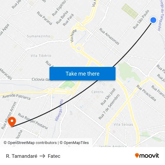 R. Tamandaré to Fatec map