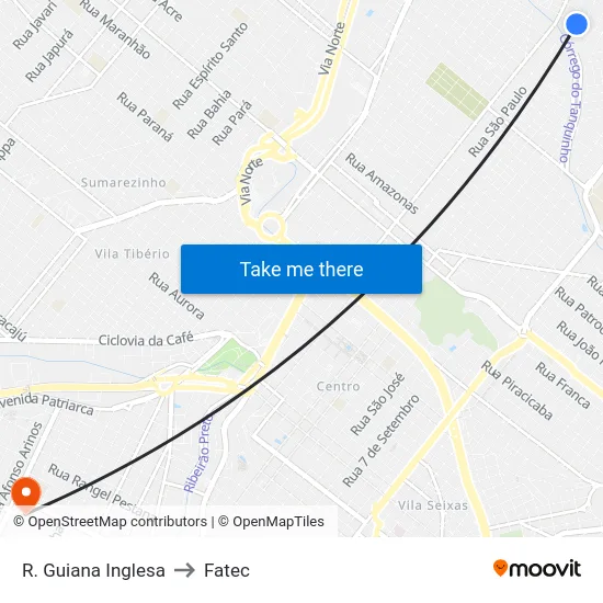R. Guiana Inglesa to Fatec map