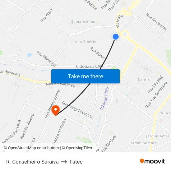 R. Conselheiro Saraiva to Fatec map