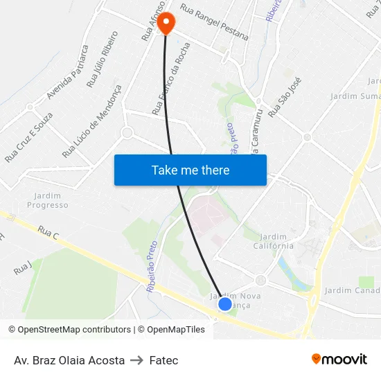 Av. Braz Olaia Acosta to Fatec map