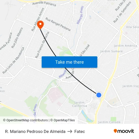 R. Mariano Pedroso De Almeida to Fatec map