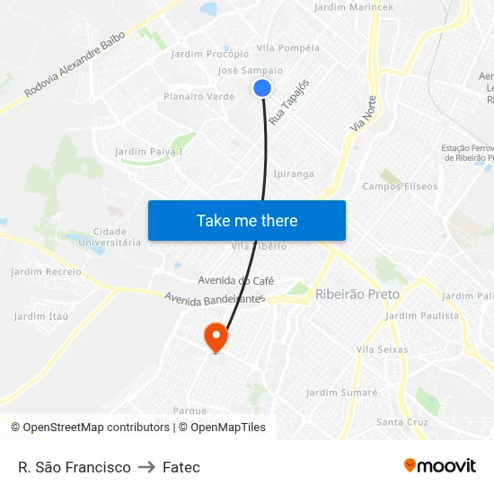 R. São Francisco to Fatec map