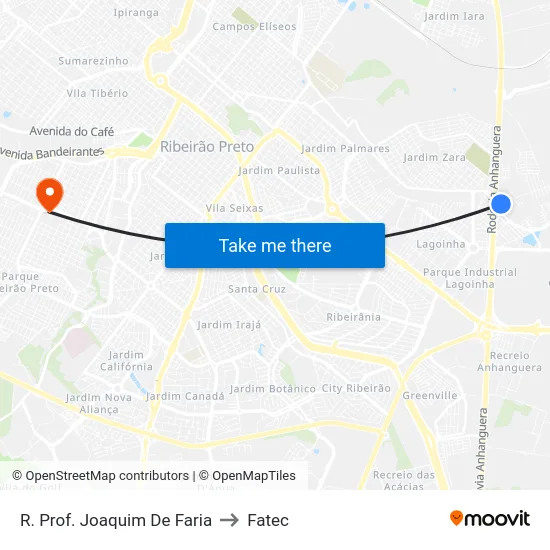 R. Prof. Joaquim De Faria to Fatec map
