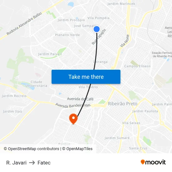 R. Javari to Fatec map