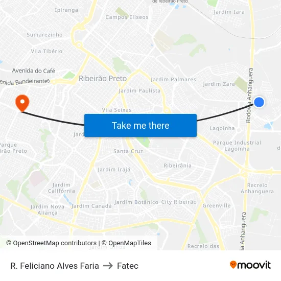 R. Feliciano Alves Faria to Fatec map