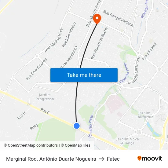 Marginal Rod. Antônio Duarte Nogueira to Fatec map