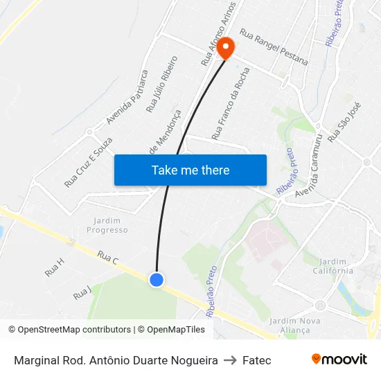 Marginal Rod. Antônio Duarte Nogueira to Fatec map