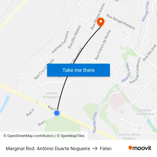 Marginal Rod. Antônio Duarte Nogueira to Fatec map