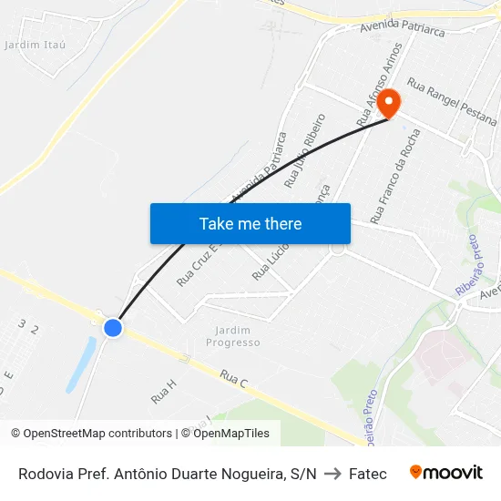 Rodovia Pref. Antônio Duarte Nogueira, S/N to Fatec map