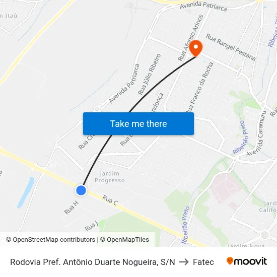 Rodovia Pref. Antônio Duarte Nogueira, S/N to Fatec map