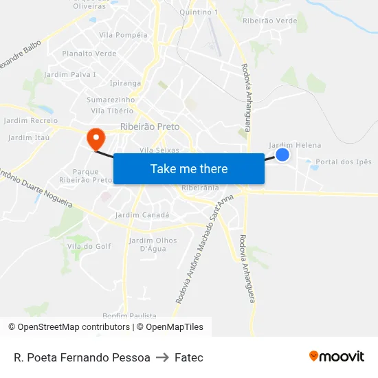 R. Poeta Fernando Pessoa to Fatec map