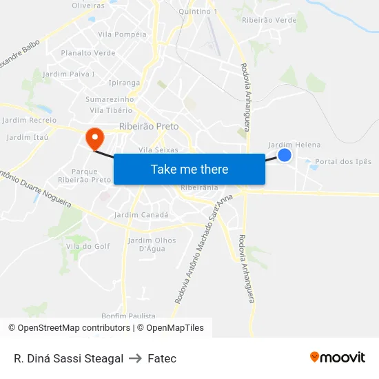 R. Diná Sassi Steagal to Fatec map
