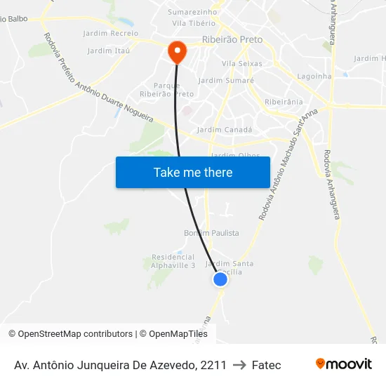 Av. Antônio Junqueira De Azevedo, 2211 to Fatec map