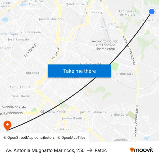 Av. Antônia Mugnatto Marincek, 250 to Fatec map