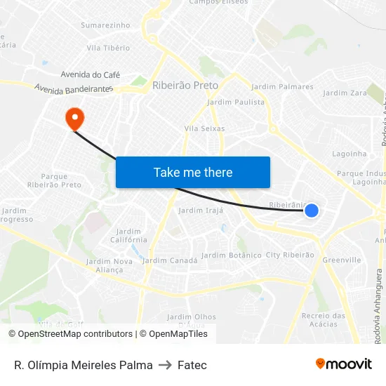 R. Olímpia Meireles Palma to Fatec map