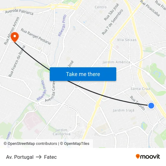 Av. Portugal to Fatec map