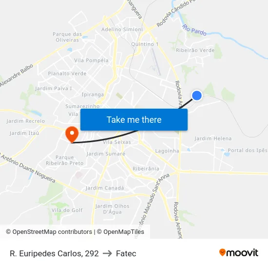 R. Euripedes Carlos, 292 to Fatec map