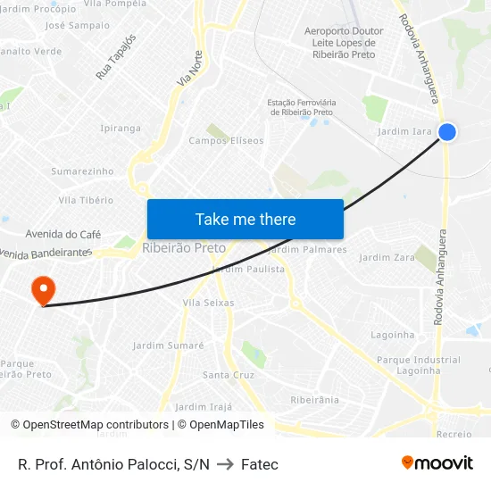 R. Prof. Antônio Palocci, S/N to Fatec map