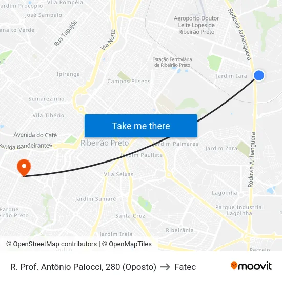 R. Prof. Antônio Palocci, 280 (Oposto) to Fatec map