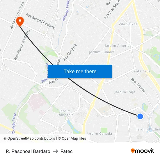 R. Paschoal Bardaro to Fatec map