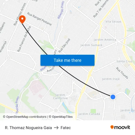 R. Thomaz Nogueira Gaia to Fatec map