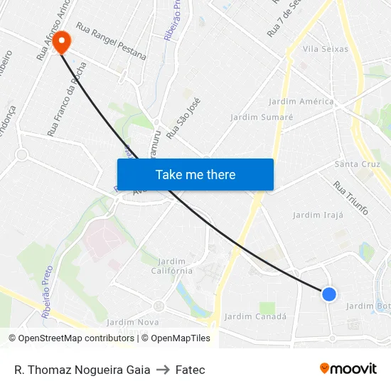 R. Thomaz Nogueira Gaia to Fatec map
