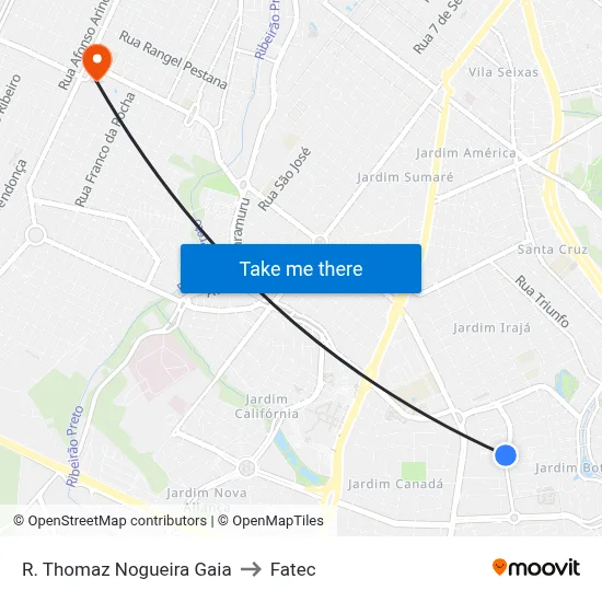 R. Thomaz Nogueira Gaia to Fatec map
