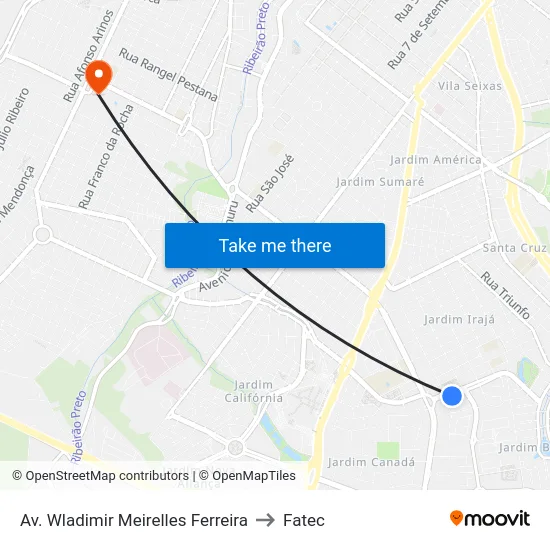 Av. Wladimir Meirelles Ferreira to Fatec map
