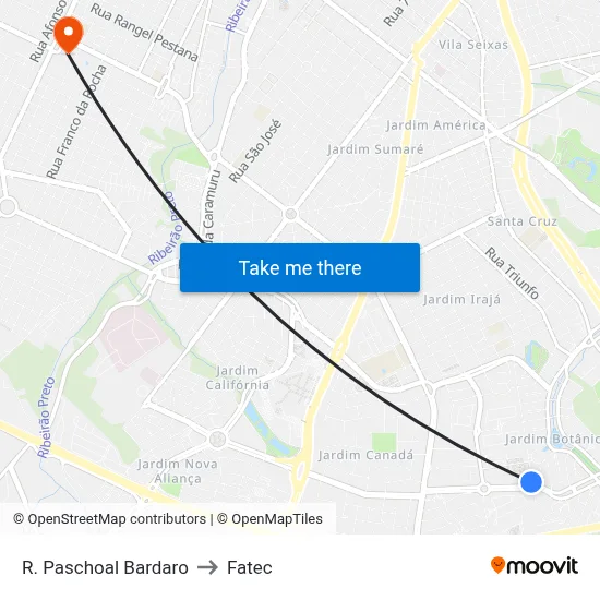 R. Paschoal Bardaro to Fatec map