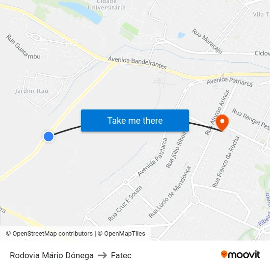 Rodovia Mário Dónega to Fatec map