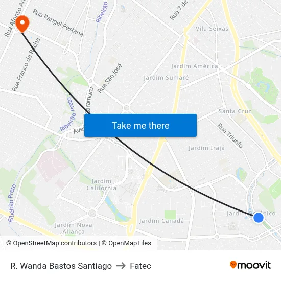 R. Wanda Bastos Santiago to Fatec map