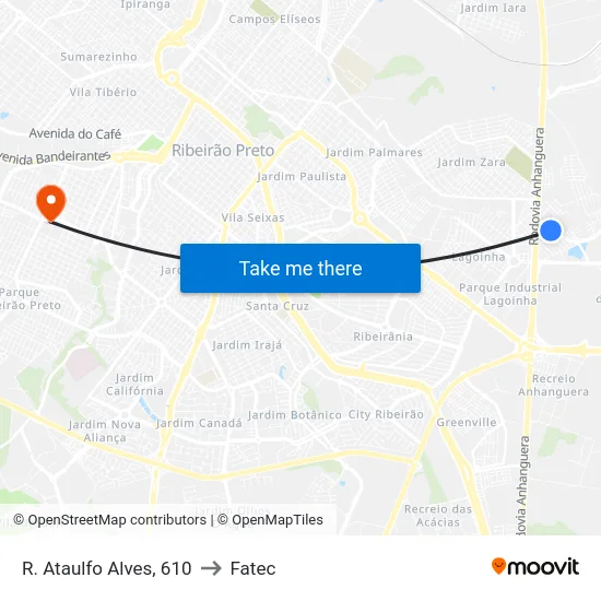 R. Ataulfo Alves, 610 to Fatec map