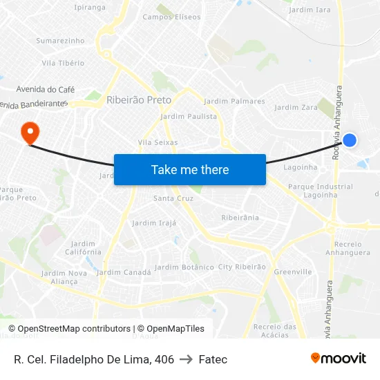 R. Cel. Filadelpho De Lima, 406 to Fatec map
