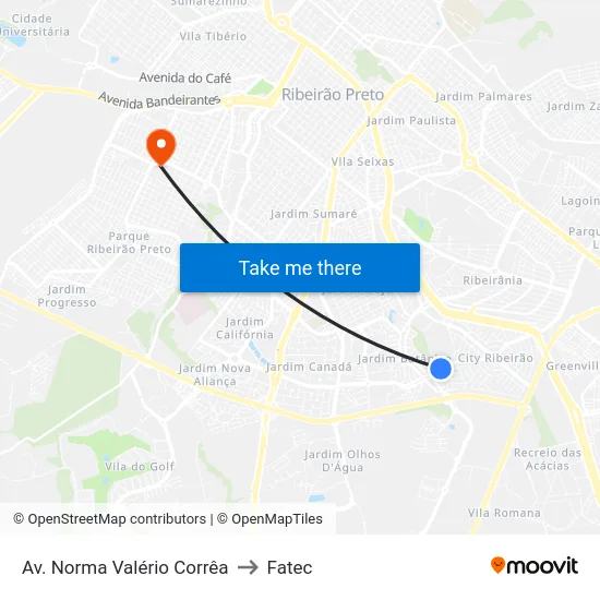Av. Norma Valério Corrêa to Fatec map