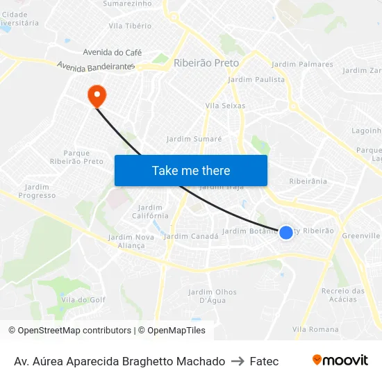 Av. Aúrea Aparecida Braghetto Machado to Fatec map