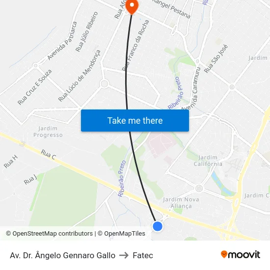 Av. Dr. Ângelo Gennaro Gallo to Fatec map