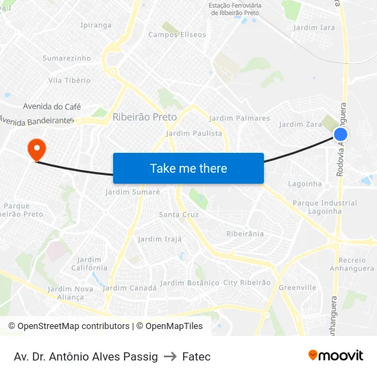 Av. Dr. Antônio Alves Passig to Fatec map