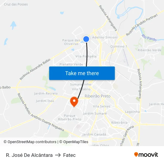 R. José De Alcântara to Fatec map
