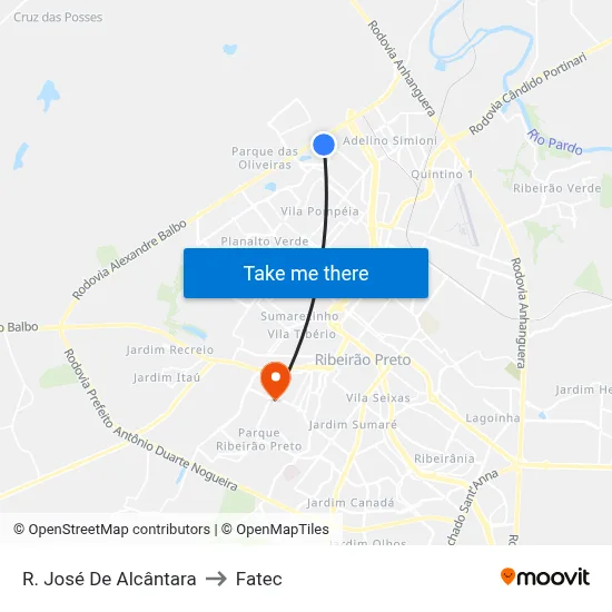 R. José De Alcântara to Fatec map