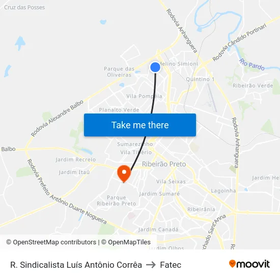 R. Sindicalista Luís Antônio Corrêa to Fatec map